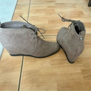Suede Unisa Wedge Booties. Never Worn.